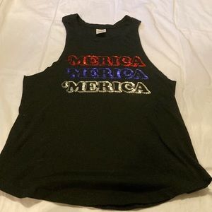 Pinks Merica black tank size XS